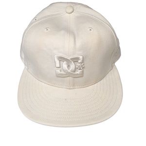 DC Cap Fitted Size 7-3/8 New Era 59Fifty White Hat Gray Under Flat Bill Baseball
